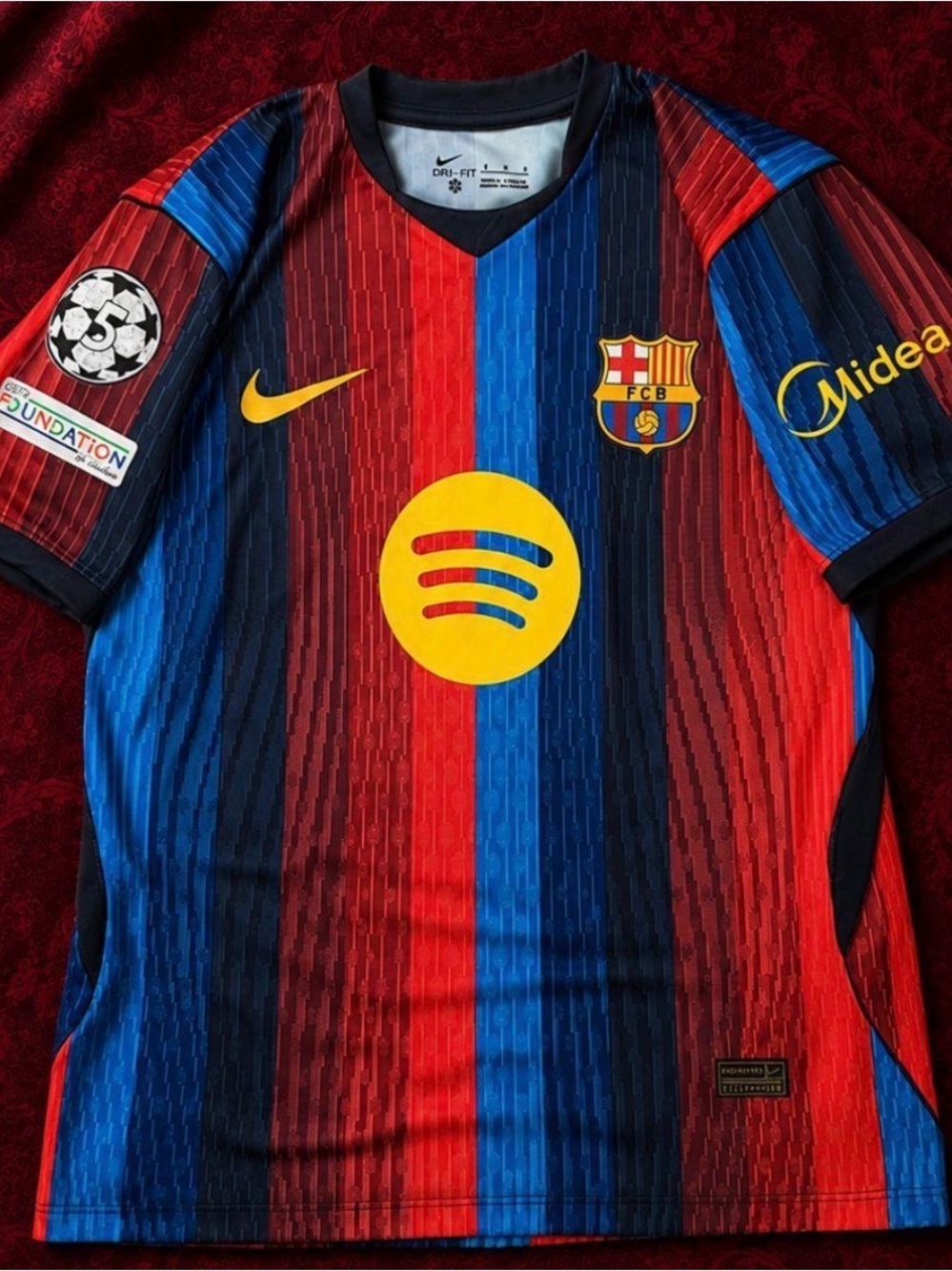 Nike Soccer Jersey - Red, Blue & Black with Yellow Accents